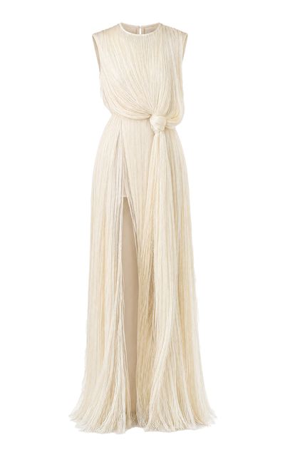 MONSE MONSE Asymmetrical Fringed Silk Gown