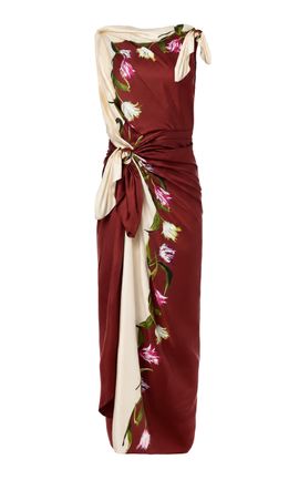 MONSE MONSE Asymmetrical Tie Silk Midi Dress
