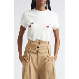 MONSE MONSE Cheeky Cherry Embroidered Stretch Cotton T-Shirt