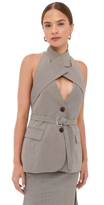 Monse Monse Cross Lapel Vest Jacket Brown Multi