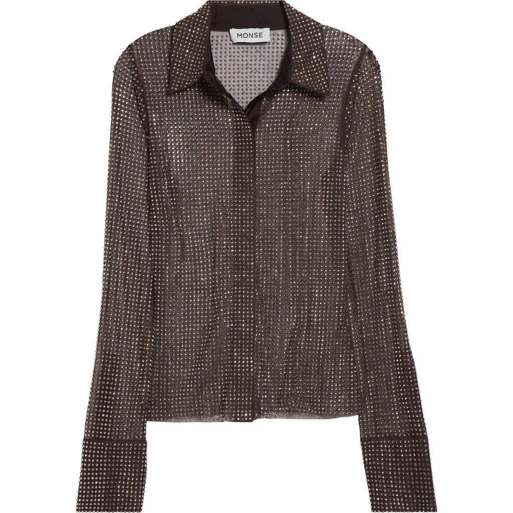 MONSE MONSE Crystal Embellished Button-Up Shirt