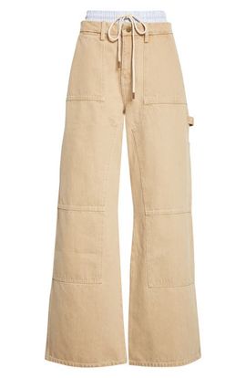 MONSE MONSE Double Waistband Wide Leg Carpenter Pants