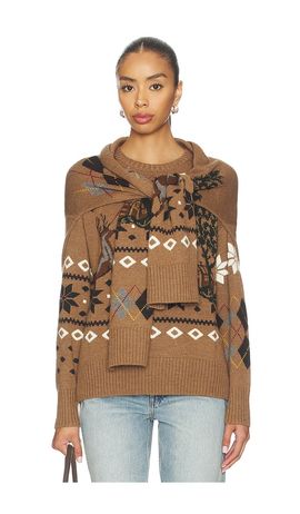 Monse Monse Fair Isle Crewneck Sweater With Scarf