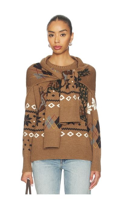 Monse Monse Fair Isle Crewneck Sweater With Scarf