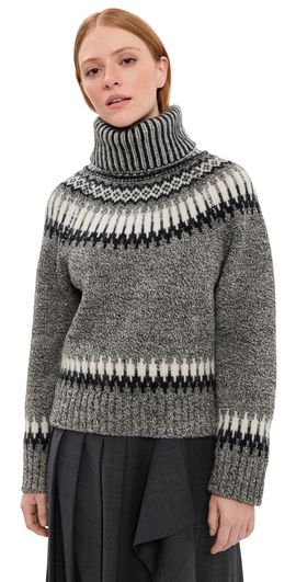 Monse Monse Fair Isle Turtleneck Sweater Grey Multi