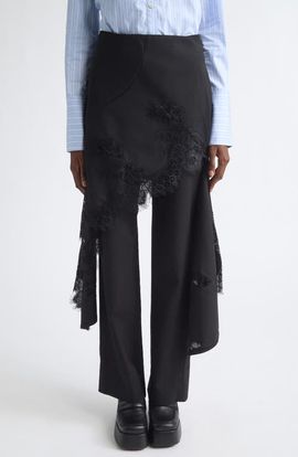 MONSE MONSE Lace Hem Deconstructed Tailored Pants