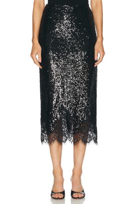 Monse Monse Lace Hem Sequin Skirt
