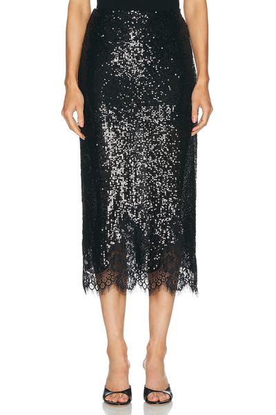 Monse Monse Lace Hem Sequin Skirt
