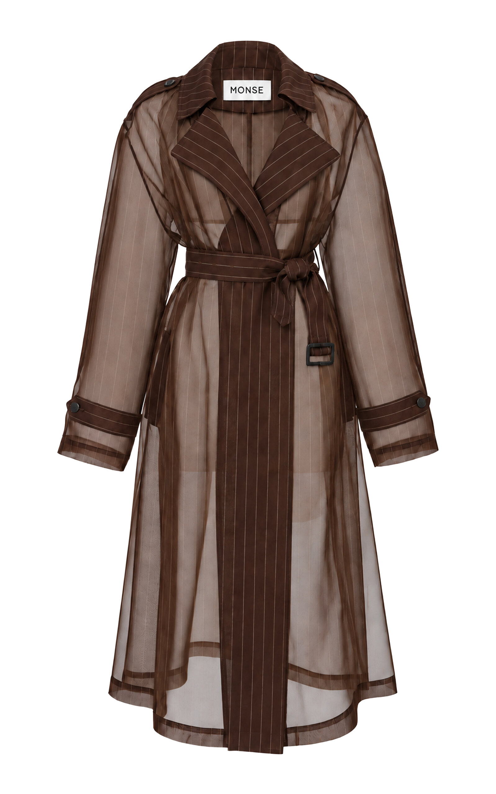 MONSE MONSE Pinstripe Silk Trench Coat