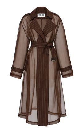 MONSE MONSE Pinstripe Silk Trench Coat