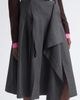 MONSE MONSE Pleated Asymmetrical Wool Blend Wrap Midi Skirt - 5