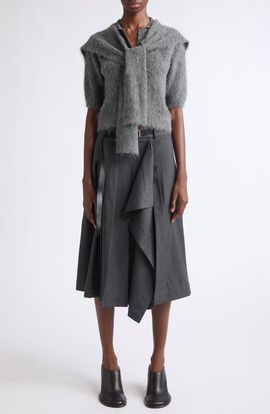 MONSE MONSE Scarf Detail Cropped Polo Sweater