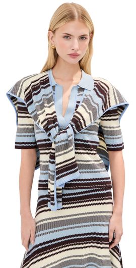 Monse Monse Striped Jacquard Scarf Top Blue Multi