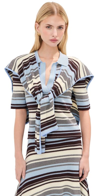 Monse Monse Striped Jacquard Scarf Top Blue Multi