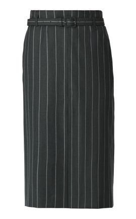 MONSE MONSE Striped StretchWool Midi Pencil Skirt