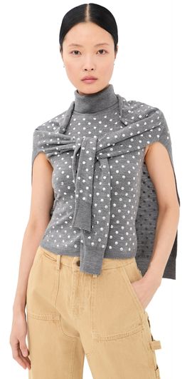Monse Monse Studded Halter Neck Top with Scarf Light Grey