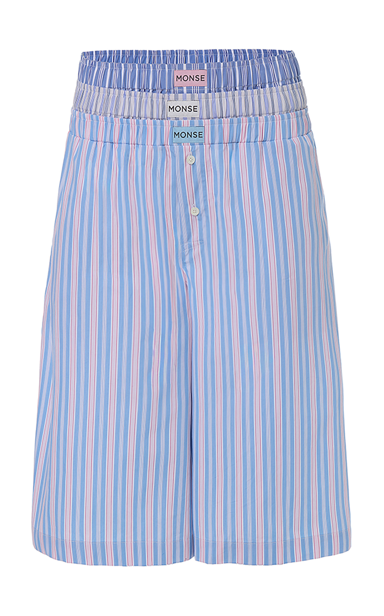 MONSE MONSE Triple Waistband StretchCotton Midi Shorts