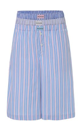 MONSE MONSE Triple Waistband StretchCotton Midi Shorts