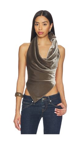 Monse Monse Velvet Leather Strap Halter Top