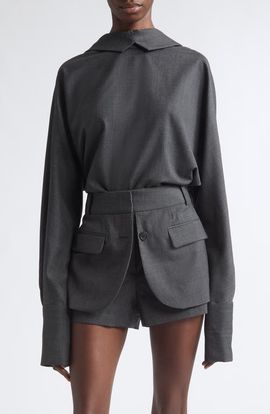 MONSE MONSE Wool Blend Tie Back Top