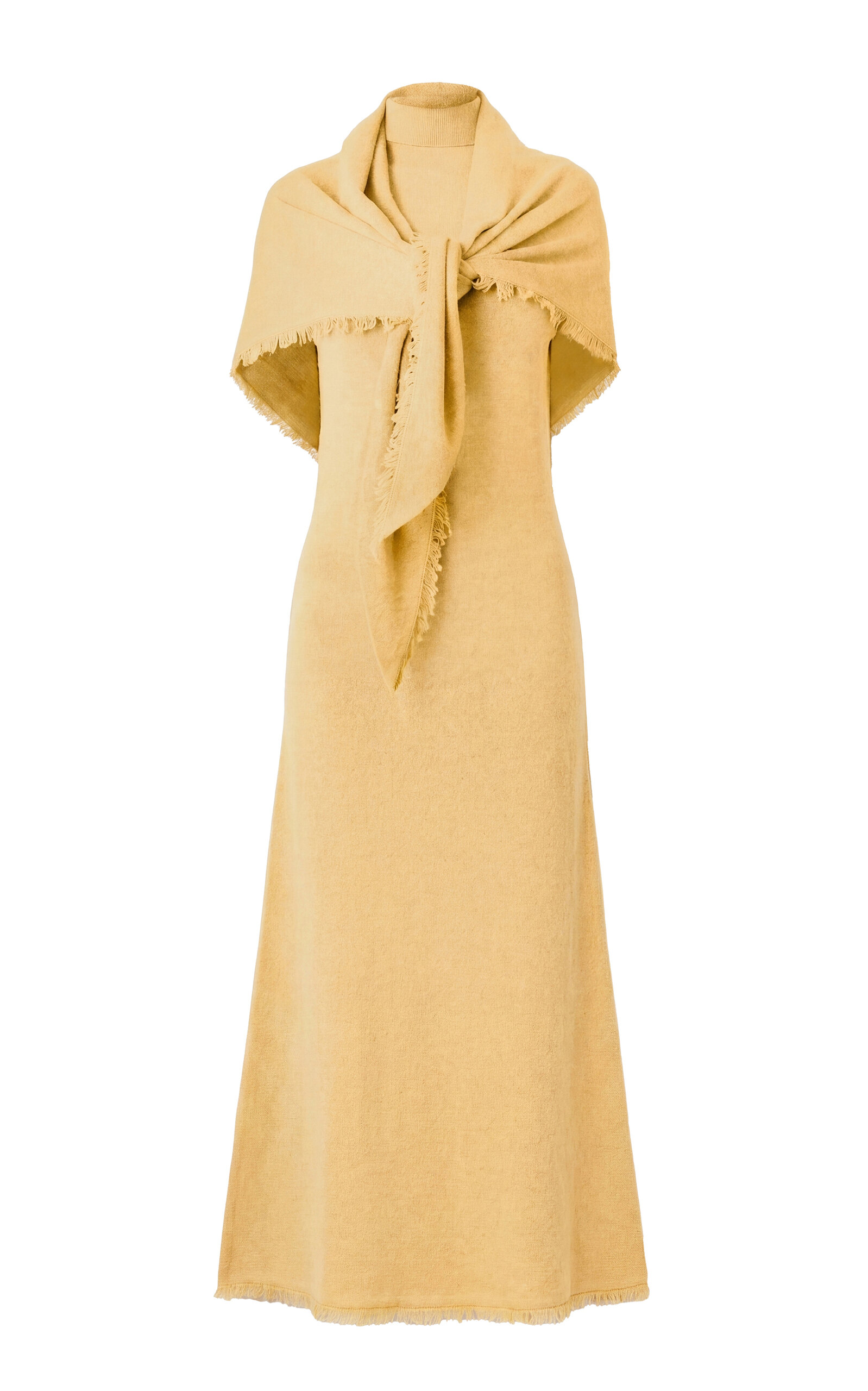 MONSE MONSE WrapDetail Mock Neck Merino Wool Midi Dress