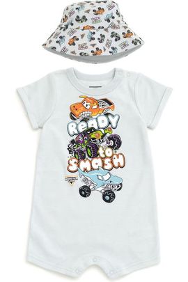 Monster Jam Monster Jam One Piece Romper and Bucket Hat Set