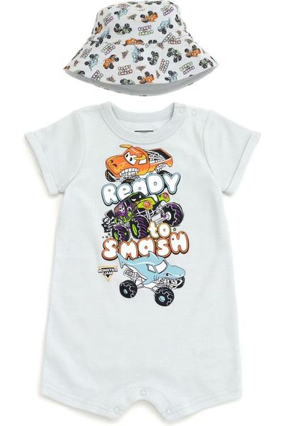 Monster Jam Monster Jam One Piece Romper and Bucket Hat Set