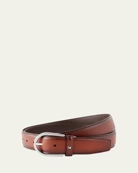 Montblanc Men's Leather Horseshoe-Buckle Business Belt