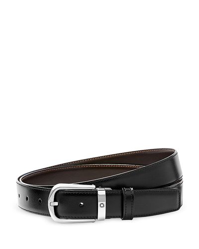 Montblanc Montblanc Men's Horseshoe Stainless Steel Reversible Leather Belt