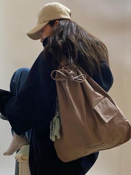 MONTEMPS : ANNECY Canvas Bucket Bag Sand Brown