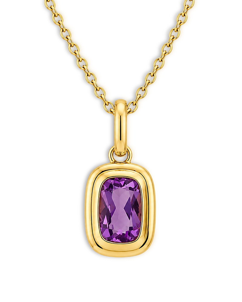 Moon & Meadow Moon & Meadow 10K Yellow Gold Amethyst Elongated Cushion Pendant Necklace, 17.75