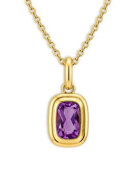 Moon & Meadow Moon & Meadow 10K Yellow Gold Amethyst Elongated Cushion Pendant Necklace, 17.75