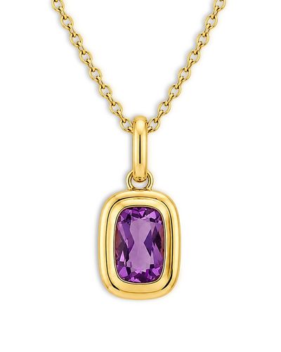 Moon & Meadow Moon & Meadow 10K Yellow Gold Amethyst Elongated Cushion Pendant Necklace, 17.75