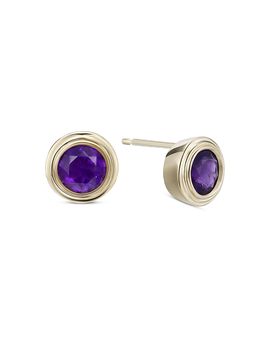 Moon & Meadow Moon & Meadow 10K Yellow Gold Amethyst February Birthstone Bezel Stud Earrings