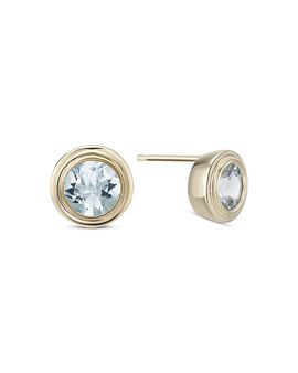 Moon & Meadow Moon & Meadow 10K Yellow Gold Aquamarine March Birthstone Bezel Stud Earrings