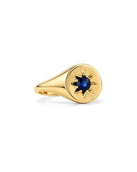 Moon & Meadow Moon & Meadow 10K Yellow Gold Blue Sapphire Signet Ring