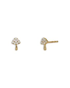 Moon & Meadow Moon & Meadow 10K Yellow Gold Diamond Mushroom Stud Earrings, 0.1 tcw