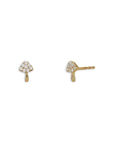 Moon & Meadow Moon & Meadow 10K Yellow Gold Diamond Mushroom Stud Earrings, 0.1 tcw
