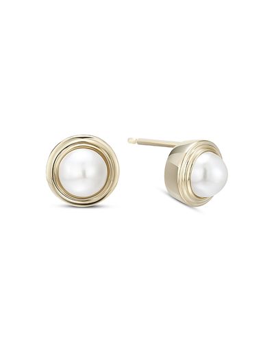 Moon & Meadow Moon & Meadow 10K Yellow Gold Imitation Pearl June Birthstone Bezel Stud Earrings