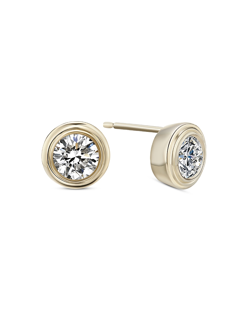 Moon & Meadow Moon & Meadow 10K Yellow Gold Lab Grown Diamond April Birthstone Bezel Stud Earrings, 1 tcw
