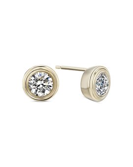 Moon & Meadow Moon & Meadow 10K Yellow Gold Lab Grown Diamond April Birthstone Bezel Stud Earrings, 1 tcw