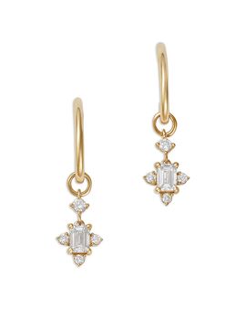 Moon & Meadow Moon & Meadow 10K Yellow Gold Lab Grown Diamond Cluster Drop Earrings, 0.50 tcw