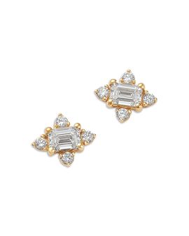 Moon & Meadow Moon & Meadow 10K Yellow Gold Lab Grown Diamond Cluster Stud Earrings, 0.50 tcw