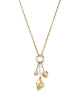 Moon & Meadow Moon & Meadow 10K Yellow Gold Lab Grown Diamond Heart Multi Charm Pendant Necklace, 0.25 tcw