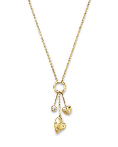 Moon & Meadow Moon & Meadow 10K Yellow Gold Lab Grown Diamond Heart Multi Charm Pendant Necklace, 0.25 tcw