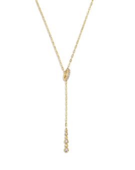 Moon & Meadow Moon & Meadow 10K Yellow Gold Lab Grown Diamond Lariat Necklace, 0.20 tcw