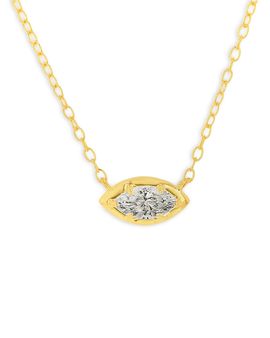 Moon & Meadow Moon & Meadow 10K Yellow Gold Lab Grown Diamond Marquis Solitaire Pendant Necklace, 16-18