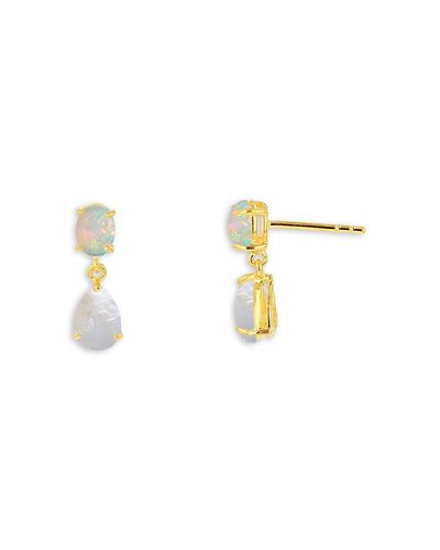 Moon & Meadow Moon & Meadow 10K Yellow Gold Opal & Mother of Pearl Drop Earrings