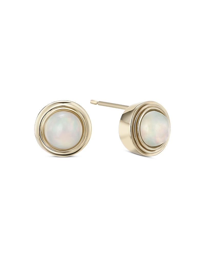 Moon & Meadow Moon & Meadow 10K Yellow Gold Opal October Birthstone Bezel Stud Earrings
