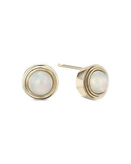 Moon & Meadow Moon & Meadow 10K Yellow Gold Opal October Birthstone Bezel Stud Earrings
